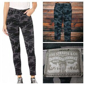Levis 721 Camo Jeans 33 16 High Rise Skinny Ankle Black Camouflage Denim Stretch